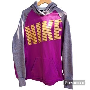 NIKE Therma Fit Womens Pullover Hoodie Purple/Gray Size Small